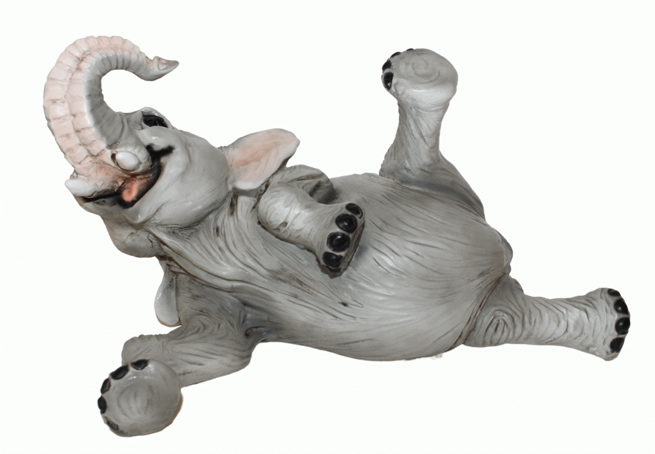 Figur Elefant Baby Elefantenfigur liegend und lachend Tierfigur Kollektion Castagna Resin L 26 cm von Castagna