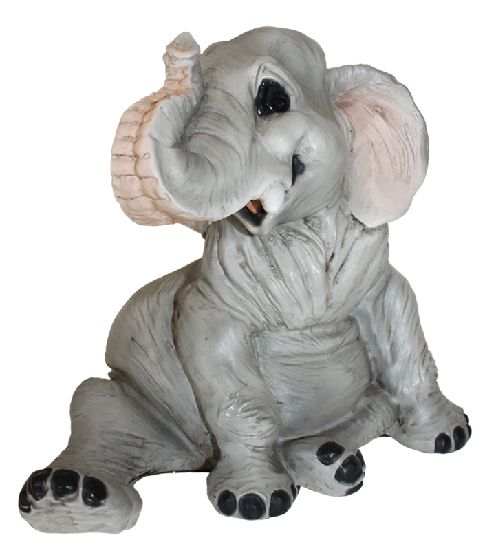 Figur Elefant Baby Elefantenfigur sitzend und lachend Tierfigur Kollektion Castagna Resin H 19 cm von Castagna