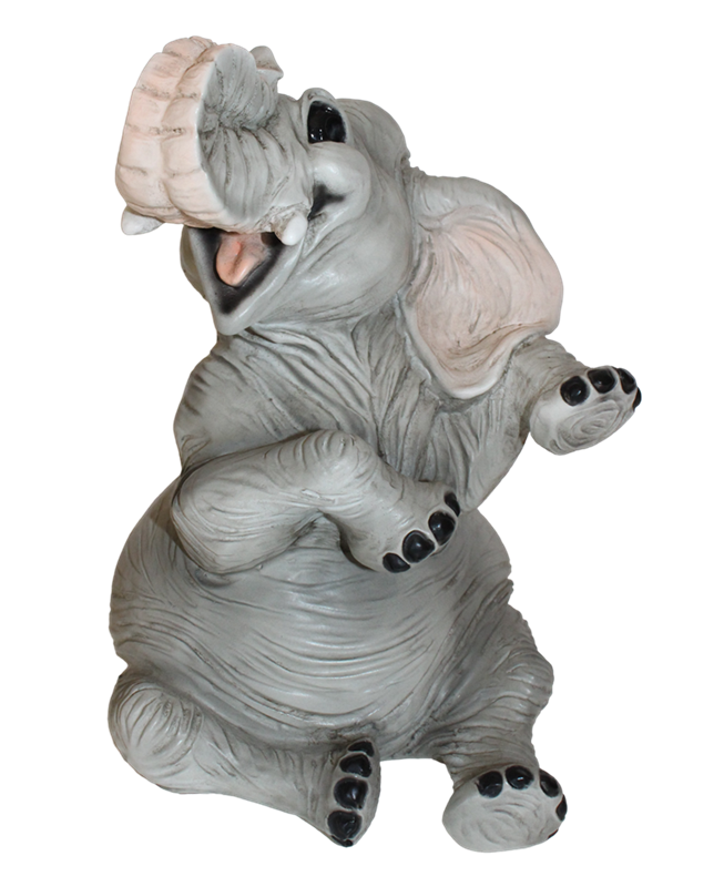 Figur Elefant Baby Elefantenfigur sitzend und lachend Tierfigur Kollektion Castagna Resin H 21 cm von Castagna
