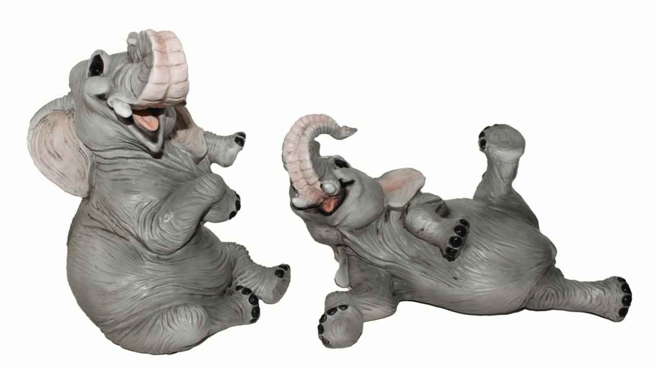 Figur Elefant Baby Elefantenfiguren sitzend u. liegend Tierfigur Kollektion Castagna Resin H 15-21cm von Castagna
