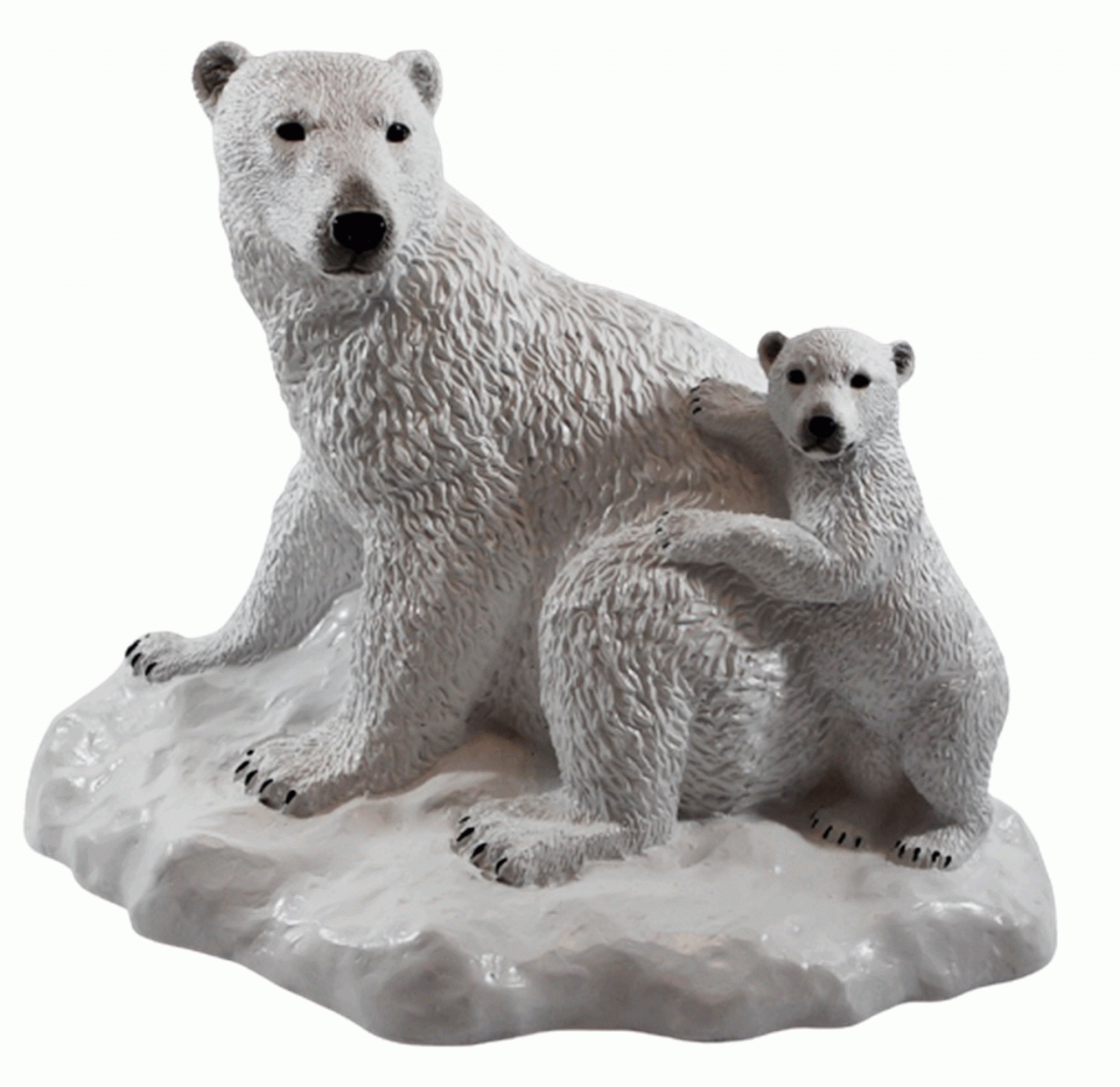 Figur Großer Eisbär mit Eisbär Baby auf Eisbrocken sitzend Kollektion Castagna aus Resin H 22 cm von Castagna