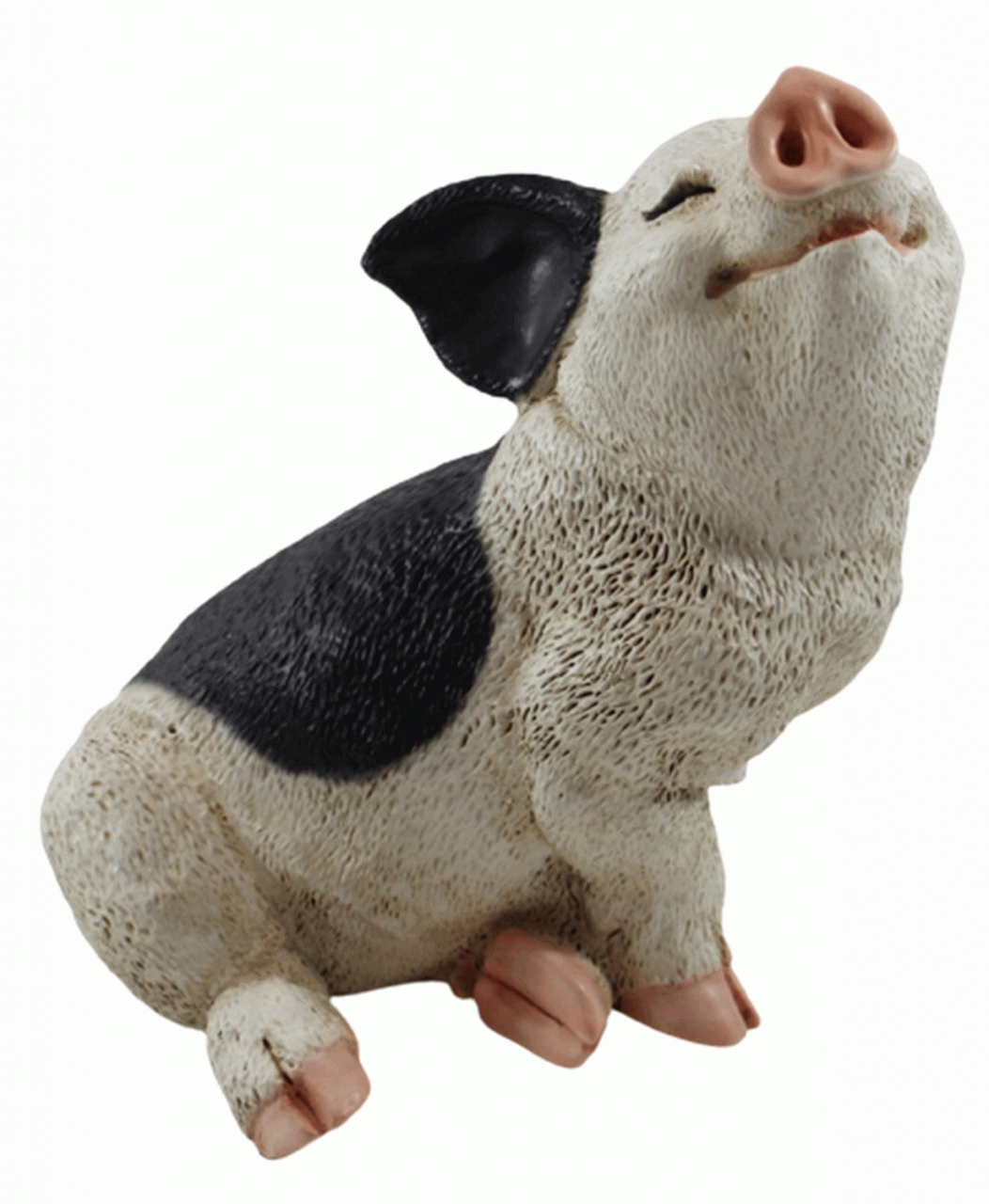 Figur Schwein Ferkel sitzend nach oben schauend gefleckt Kollektion Castagna aus Resin H 19 cm von Castagna