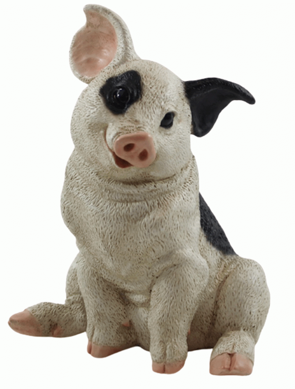 Figur Schwein Ferkel sitzend nach unten schauend gefleckt Kollektion Castagna aus Resin H 22 cm von Castagna