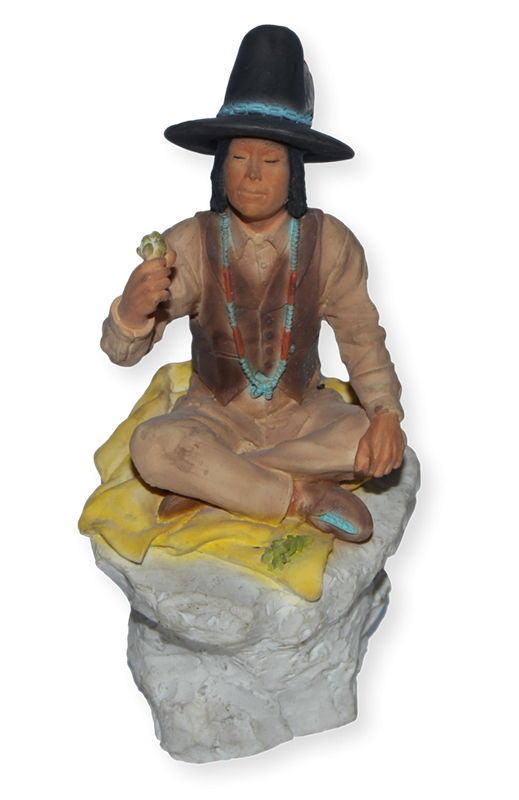 Indianerfigur Häuptling Wovoka H 15 cm mit Hut auf Felsen sitzend Dekofigur Native American Castagna von Castagna