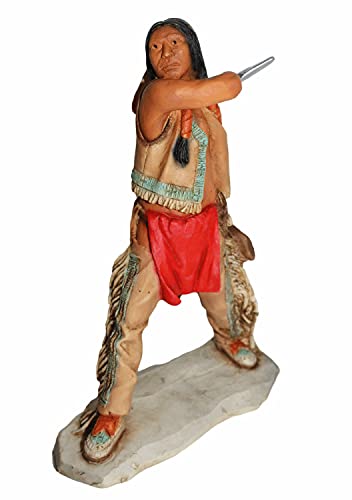 Castagna Indianerfigur Indianer Gall Kriegshäuptling Pizi Matohinshdar Skulptur 15,5 cm stehend mit Messer von Castagna