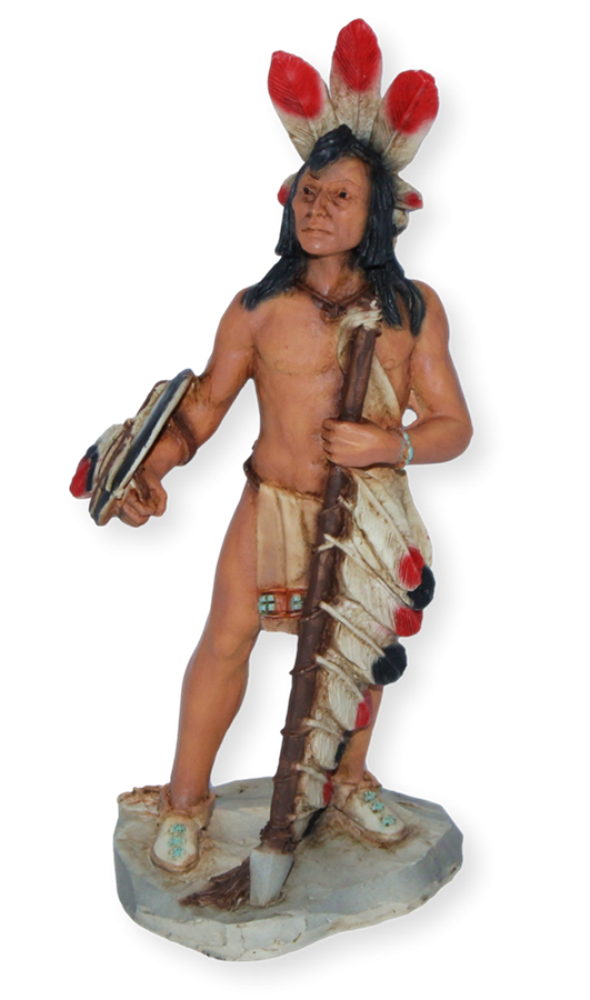 Indianerfigur Indianer Krieger Four Paws Skulptur H 18 cm stehend mit Speer Dekofigur Castagna von Castagna