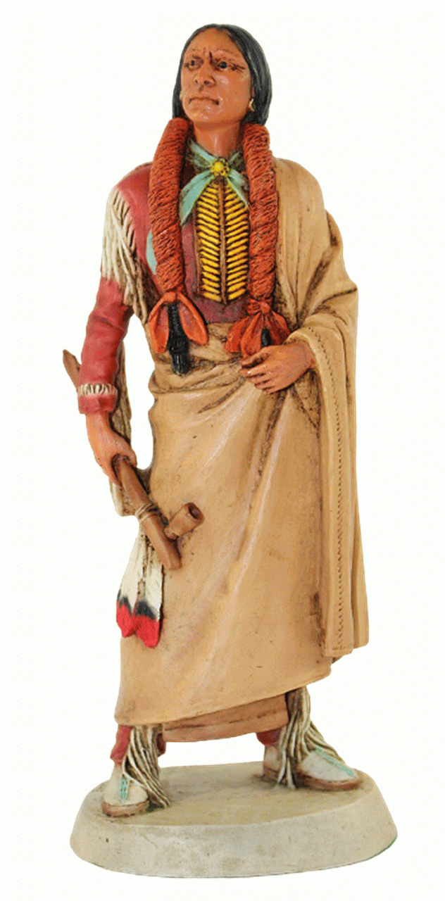 Indianerfigur Quanah Parker Häuptling H 21 cm stehend mit Friedenspfeife Castagna Limited Edition von Castagna