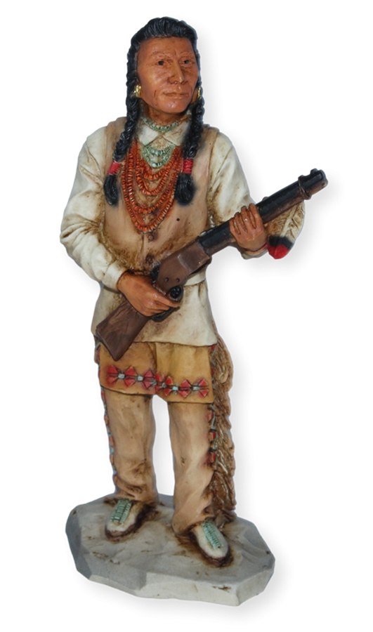Indianerfigur Indianer Wallowa Häuptling Chief Joseph Skulptur H 16 cm stehend mit Flinte von Castagna