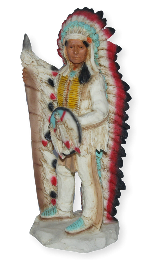 Indianerfigur Indianer Figur Häuptling Red Cloud H 17 cm stehend mit Kopfschmuck und Schild Castagna von Castagna