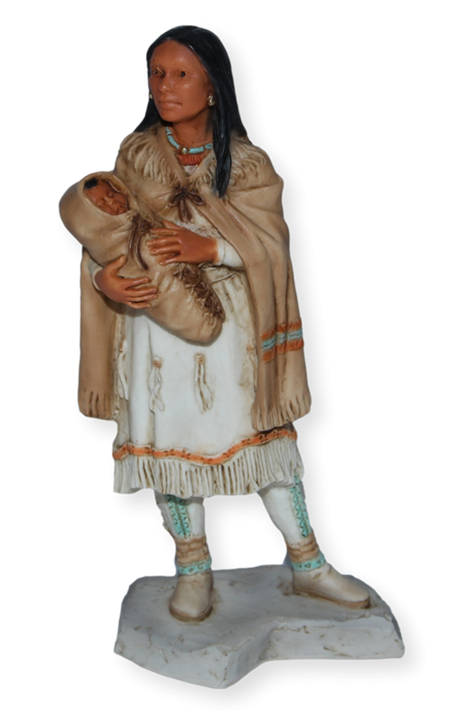 Indianerfigur Sacajawea mit Kind auf dem Arm H 15 cm Dekofigur Indianerin Native American Castagna von Castagna