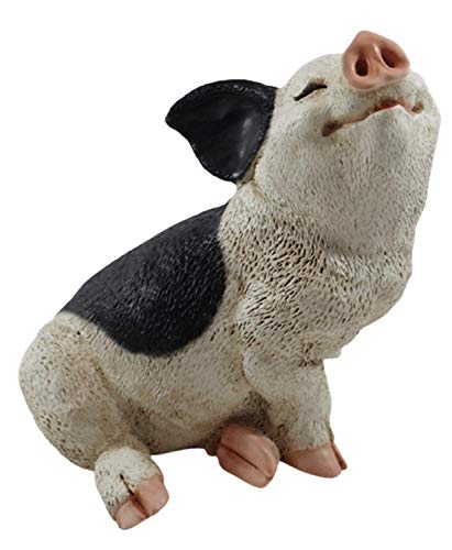 Castagna Kollektion Deko Figur Schwein Ferkel sitzend nach Oben schauend gefleckt aus Resin Höhe 19 cm von Castagna