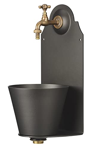 Brunnen mit Mauer aus Eisen mit Wasserhahn, Farbe Anthrazit von Belfer