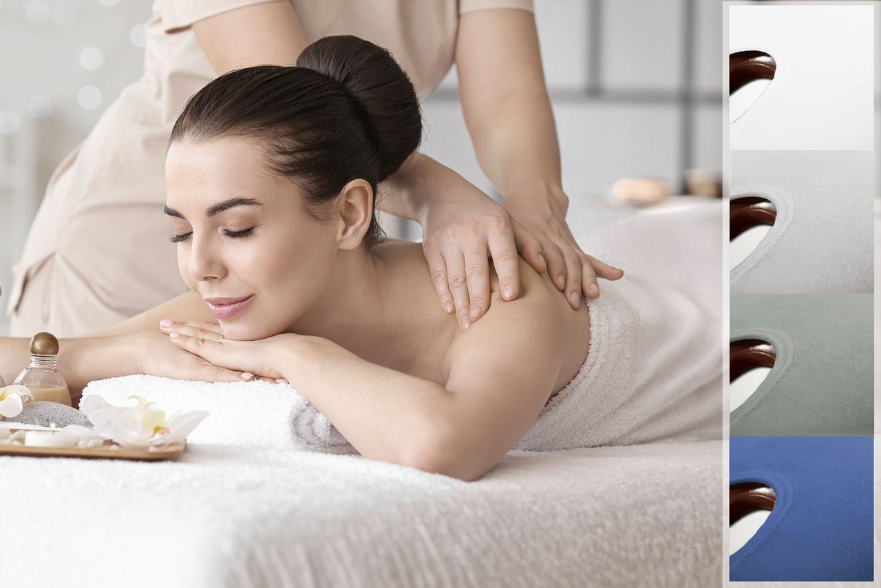 Massageliegenbezug Frottier Spannbezug f. Massage-/Therapieliegen m.Gesichtsschlitz(6041), Castejo, Gummizug: Rundumgummi, mit Rundumgummi, mit Gesichtsschlitz von Castejo