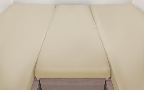 Spannbettlaken 3-teiliges Spannbettlaken-Set für Wohnmobile/-Wagen, mit elastischem Gummizug und großem Mittelstück 70x190-85x210 + 60x120cm (Natur/Creme) von Castejo