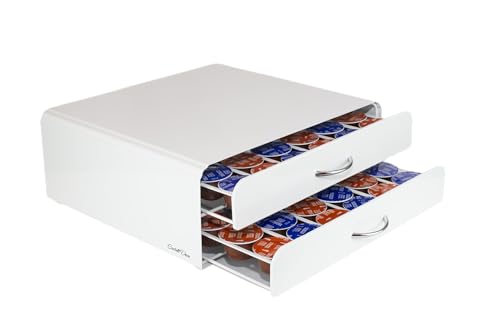 Castell Deco - Kaffee Kapselhalter für 72 Dolce-Gusto Kapseln | Kapselständer mit Schubladen | Kaffeekapseln Aufbewahrung | Kapselspender | Coffee Station | Weiß von Castell Deco