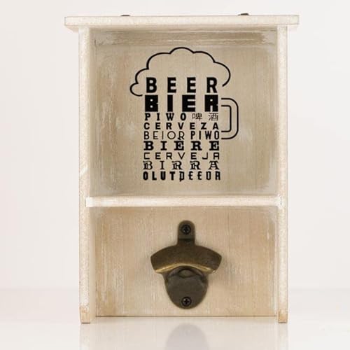 Castell Deco - Sammler Bierdeckel, Flaschenblech mit Flaschenöffner, Birra-Öffner, Lagerung von Rustico Deckel aus echtem Holz. von Castell Deco