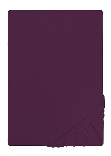 Traumhaft Schlafen - Castell - Markenbettwäsche 0077113 Spannbetttuch Jersey Stretch (Matratzenhöhe max. 22 cm) 1x 90x190 cm - 100x200 cm, dunkelviolett von Traumhaft schlafen - Castell - Markenbettwäsche