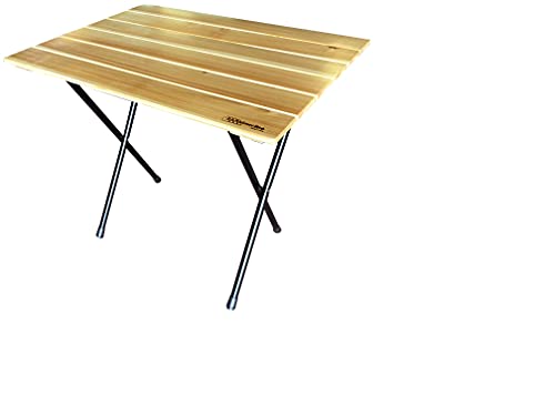 CASTELMERLINO Bistrotisch Balkontisch klappbar, Beine schwarz und Tischplatte Lärche Natur, 60 x 80 von CASTELMERLINO