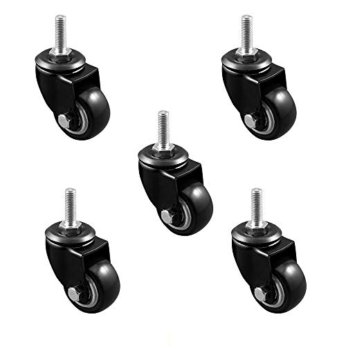 Casters (5er Pack) Silent 2 Zoll Silence Caster Single Load 50KG Polyurethan Silent mit Bremslenkrollen von Casters