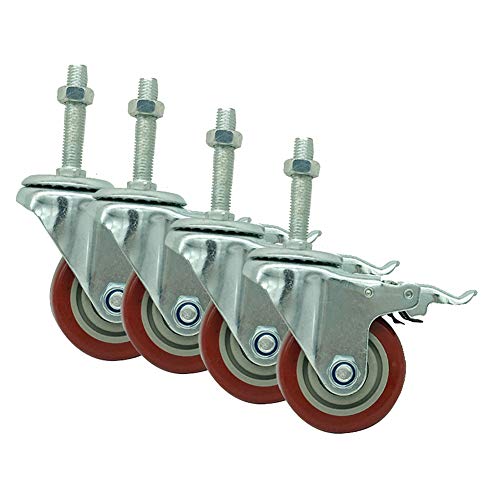 Casters Schwenkrollen 4 × Lenkrollen 3/4/5 Zoll Hochleistungsbremse Rollen Rad M16 Gewindestangenlager Transportrollen Für Trolley von Casters