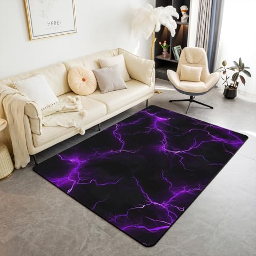 Castle Fairy Violetter Lightning-Teppich, einfacher geometrischer Linien-Druck, rutschfester Teppich für Kinder, Teenager, Erwachsene, Neonlicht, Blitzdruck, modern, fusselfrei, für Büro, Couch, Party Castle Fairy Violetter Lightning-Teppich, einfacher geometrischer Linien-Druck, rutschfester Teppich für Kinder, Teenager, Erwachsene, Neonlicht, Blitzdruck, modern, fusselfrei, für Büro, Couch, Party von Castle Fairy