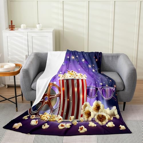 Filmstrip Popcorn-Fleecedecke, Vintage-Filmkino, Flanelldecke als Raumdekoration, Teenager, Kino, Ticket, Bettwäsche-Set für Kinder, superweiche Decke, Überwurf, 127 x 152,4 cm Filmstrip Popcorn-Fleecedecke, Vintage-Filmkino, Flanelldecke als Raumdekoration, Teenager, Kino, Ticket, Bettwäsche-Set für Kinder, superweiche Decke, Überwurf, 127 x 152,4 cm von Castle Fairy