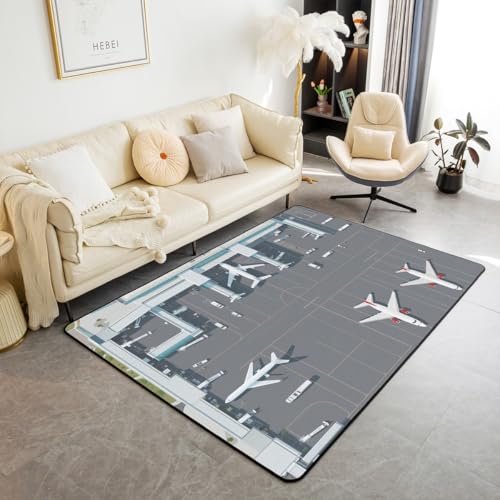 Flugzeug-Teppich, 90 x 150 cm, rutschfester Teppich für Kinder, Mädchen, Erwachsene, Flugzeug-Dekor-Teppich für Wohnzimmer, Schlafzimmer, Spielzimmer, Hinterhof Flugzeug-Teppich, 90 x 150 cm, rutschfester Teppich für Kinder, Mädchen, Erwachsene, Flugzeug-Dekor-Teppich für Wohnzimmer, Schlafzimmer, Spielzimmer, Hinterhof von Castle Fairy