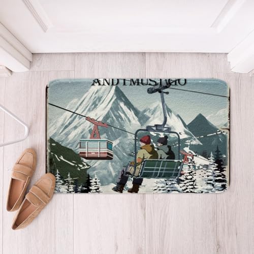Ski-Badezimmerteppich, Vintage-Stil, rutschfest, für Kinder, Jungen, Mädchen, Erwachsene, Winter, Outdoor, Extremsport, zottelig, saugfähig, Bodenmatte, Skifahren, Skifahrer, Bad, Innen-Fußmatte Ski-Badezimmerteppich, Vintage-Stil, rutschfest, für Kinder, Jungen, Mädchen, Erwachsene, Winter, Outdoor, Extremsport, zottelig, saugfähig, Bodenmatte, Skifahren, Skifahrer, Bad, Innen-Fußmatte von Castle Fairy