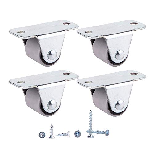(Packung mit 4 Stück) 22 mm Gummirollen mit Metallplatte Möbelgerät & Zubehör Set von Castors