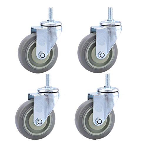 4 Schwerlastrollen M12 × 30 mm Gewinde Industrieller Transport Gummirollen Mit Bremse 75 mm / 100 mm / 125 mm 480 kg Universal Lenkrollen Leise Möbelrollen Doppellager Stielrollen von Castors