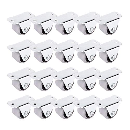 Castors - kleine Mini-Lenkrollen im Set, schwenkbar, 30-mm-Kunststoff-Gummirollen mit Metallplatte, Möbel, Gerät, und Ausrüstung, 20 Stück von Castors
