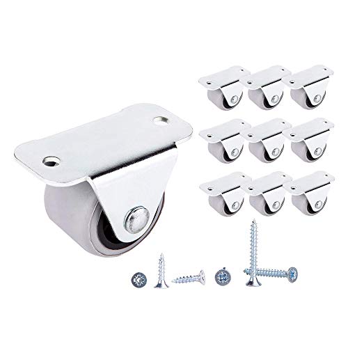 Schrauben enthalten 30 mm Gummirad Kunststoff Schwenkbare Doppelrollen Metall mit Platte Möbel Gerät & Ausrüstung Kleine Mini Räder Rollen Set (10) von Castors