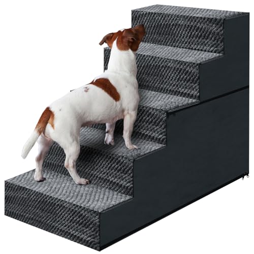 58,4 cm H Hundetreppe für kleine und mittelgroße Hunde, 5-stufige Rampen für Hochbetten und Couch, rutschfest, extra breite Haustiertreppe für alte Hunde und Welpen und Katzen, stabil und langlebig 58,4 cm H Hundetreppe für kleine und mittelgroße Hunde, 5-stufige Rampen für Hochbetten und Couch, rutschfest, extra breite Haustiertreppe für alte Hunde und Welpen und Katzen, stabil und langlebig von Casusv