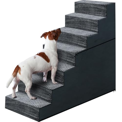 78,7 cm H Hundetreppe für kleine und mittelgroße Hunde, 7-stufige Rampen für hohe Betten und Couch, rutschfest, extra breite Haustiertreppe für alte Hunde und Welpen und Katzen, stabil und langlebig 78,7 cm H Hundetreppe für kleine und mittelgroße Hunde, 7-stufige Rampen für hohe Betten und Couch, rutschfest, extra breite Haustiertreppe für alte Hunde und Welpen und Katzen, stabil und langlebig von Casusv