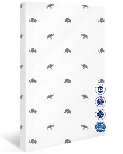 Elephant Pack and Play Matratze – 96,5 x 66 cm Pack N Play Matratzen für Baby und Kleinkind – tragbare, atmungsaktive Pack- und Spielmatratzenauflage mit weichem, hochdichtem Schaumstoff mit von Casusv