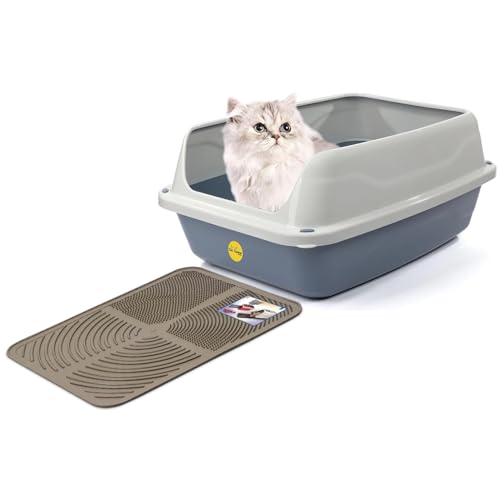 Cat Centre Katzenklo Offen Mit Hohem Rand Katzentoilette Ohne Deckel Mit Grauer Katzenstreu Matte Grau M 45 x 34 cm Cat Centre Katzenklo Offen Mit Hohem Rand Katzentoilette Ohne Deckel Mit Grauer Katzenstreu Matte Grau M 45 x 34 cm von Cat Centre