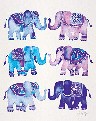 Cat Coquillette Elephants 40 x 50cm Canvas Print Leinwanddruck, Mehrfarbig, 40 x 50 cm von Cat Coquillette