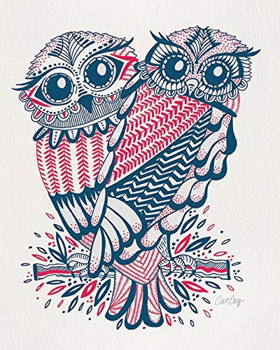 Cat Coquillette Folk Owls 40 x 50cm Canvas Print Leinwanddruck, Mehrfarbig, 40 x 50 cm von Cat Coquillette