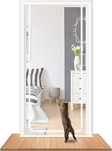 Katzengitter für Tür, Verhindern DASS die Katze herausläuft, Isolationstür-Bildschirm für Einführung Neuer Katzen, Türnetz für Katze Hund Haustier (Passende Türgröße: 120cm x 220cm, weiß) von Cat screen