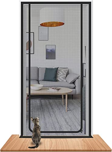 Cat Screen Katzennetz für Balkon, Haustiere Bildschirm Tür, verhindern, DASS Katzen aus Laufen, Katze Mesh Tür Bildschirm für Wohnzimmer, Schlafzimmer, Küche (Passende Türgröße: 80cm x 200cm) von Cat screen