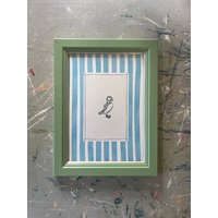 Papageitaucher Kunstdruck in Handbemalten Rahmen Küstendekor | 18 X 23 cm von CatDearlove