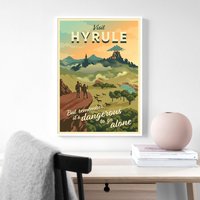 Legend Of Zelda Hyrule Reiseposter Videospiel Poster Leinwandposter, Wandbild, Kunstposter, Wohndekoration, Spielerzimmer Dekoration von CatKittyStore