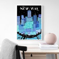 New York City Never Sleeps Vintage Kunst Poster Wanddekoration Home Dekoration Rahmenlos von CatKittyStore