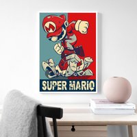 Super Mario Pop Art Videospiel Poster Cover Game Leinwand Poster, Wandbild, Kunst Wohndekoration, Spielerzimmer Deko von CatKittyStore