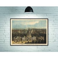 Washington, Dc Vintage Karte Von 1871 - Alte Stadt Kunstdruck Wanddekoration Home Dekoration Kunst Poster Rahmenlos von CatKittyStore