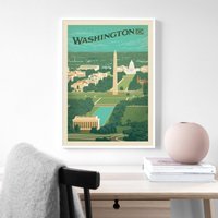 Washington Dc Luftaufnahme Bilder Poster Wanddekoration Home Dekoration Kunst Schlichter Stil Leinwand Malerei Rahmenlos von CatKittyStore