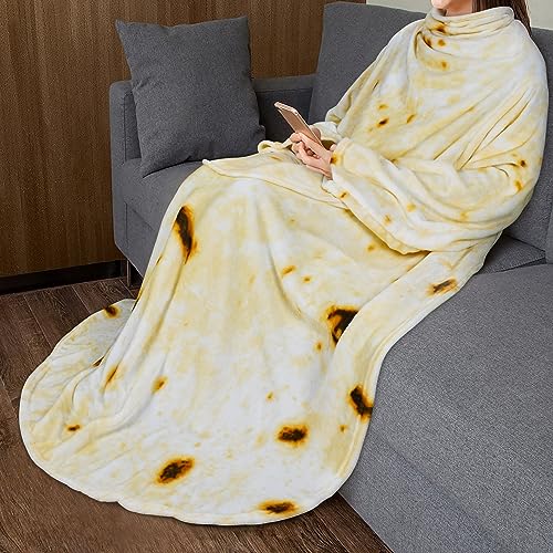 Catalonia Classy Burrito Tortilla Tragbare Decke mit Ärmeln,extra warme leichte Fleece kuschelige Tacodecke, TV Wrap Überwurf Decke mit Tasche, Geschenk für Erwachsene Frauen Männer von Catalonia Classy