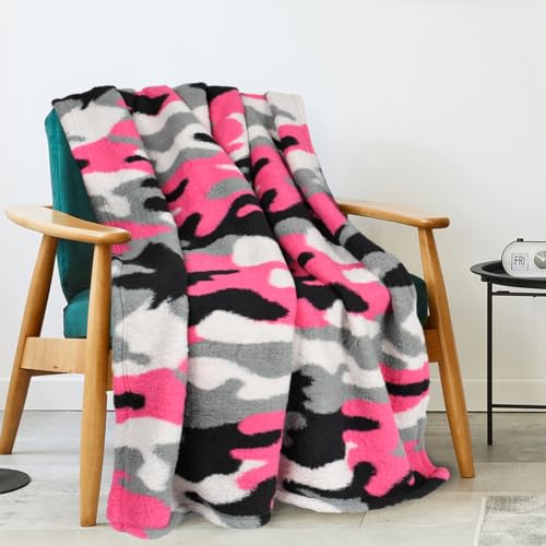 Catalonia Classy Fleece-Überwurfdecke für Sofa, leichtes Fleece, Bequeme Reisedecke, superweiche, Flauschige Couchdecke, gemütliche Sofadecke,Graue Camo/Einzelschicht 150 x 130 cm von Catalonia Classy