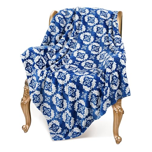 Catalonia Classy Marokko Fleece Überwurfdecke für Couch, Leichte, Weiche, Gemütliche Lounging-Decke für Alle Jahreszeiten, Wohnzimmer Deko Decke 150 x 130 cm, Marokko Blau von Catalonia Classy