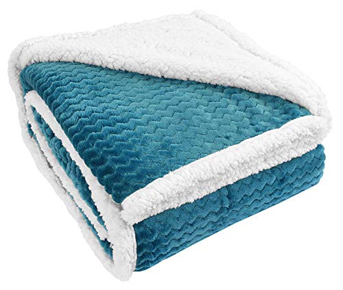 Catalonia Classy Sherpa Decke Flauschige Kuscheldecke Türkis, Super weiche Fleece Sofadecke Plüsch-Flanell-Decke für Couch und Bett, TV-Decke, Reise, Camping, Geschenk, Chevron 150x130cm Petrol von Catalonia Classy
